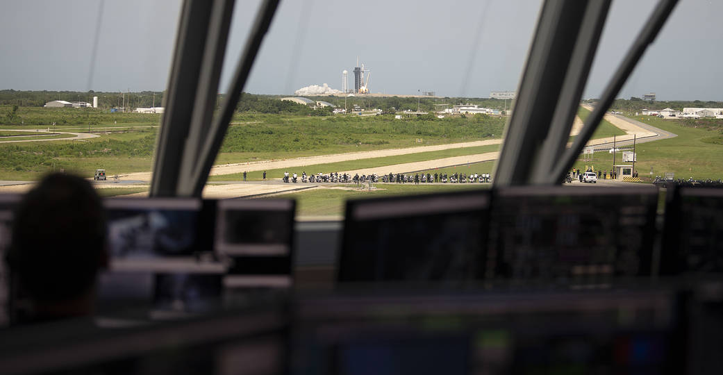 NASA mission control during SpaceX Demo-2 launch